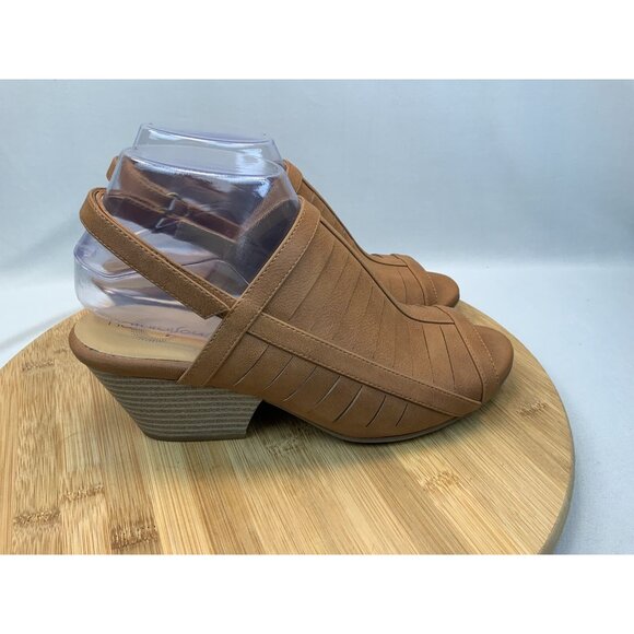 Natural Soul Shoes - Natural Soul Heeled Sandal 7.5 Dayna Brown Women’s Open Toe Slingback